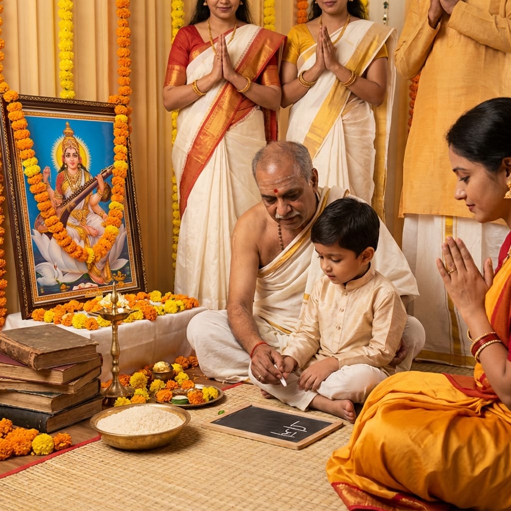 Vidyarambha Aksharambha Sanskar - School admission ceremony learning initiation first day school